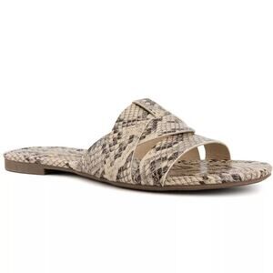 Sugar Women Praise Embossed Slide Sandals Size US 8.5M Natural Snake Print